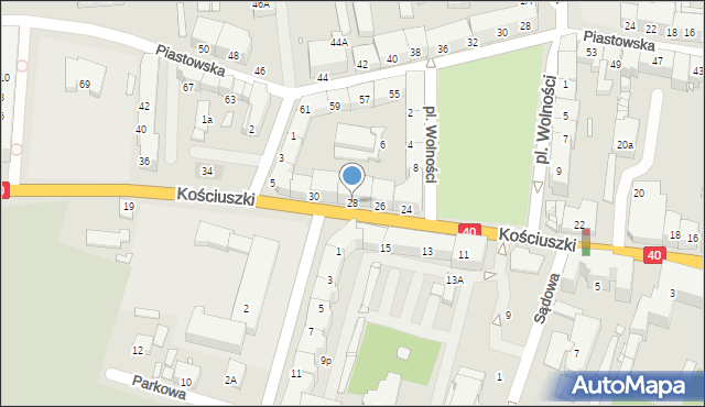 Prudnik, Kościuszki Tadeusza, gen., 28, mapa Prudnik