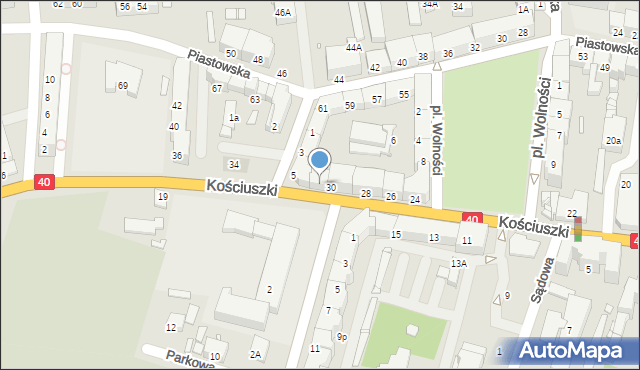 Prudnik, Kościuszki Tadeusza, gen., 32, mapa Prudnik