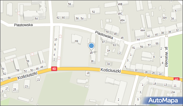 Prudnik, Kościuszki Tadeusza, gen., 40, mapa Prudnik