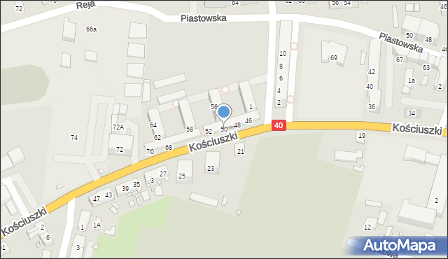 Prudnik, Kościuszki Tadeusza, gen., 50, mapa Prudnik