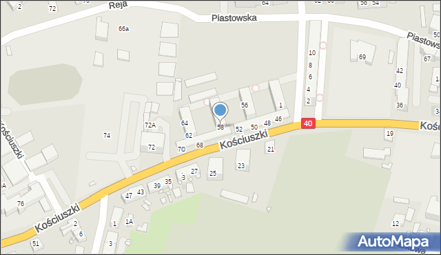 Prudnik, Kościuszki Tadeusza, gen., 58, mapa Prudnik