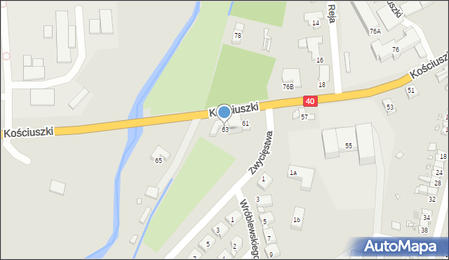 Prudnik, Kościuszki Tadeusza, gen., 63, mapa Prudnik