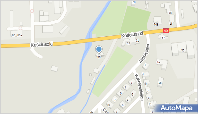 Prudnik, Kościuszki Tadeusza, gen., 65, mapa Prudnik