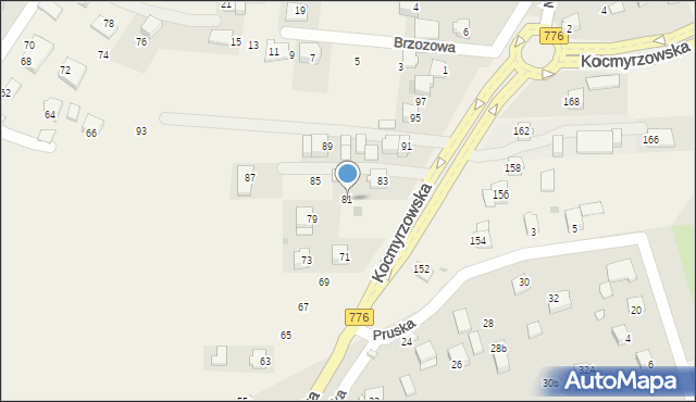 Prusy, Kocmyrzowska, 81, mapa Prusy
