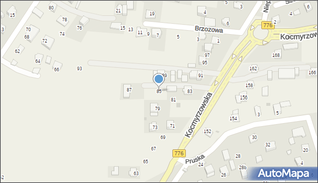 Prusy, Kocmyrzowska, 85, mapa Prusy