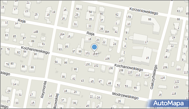 Pruszcz Gdański, Kochanowskiego Jana, 103, mapa Pruszcz Gdański