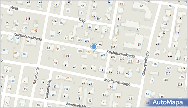 Pruszcz Gdański, Kochanowskiego Jana, 104, mapa Pruszcz Gdański