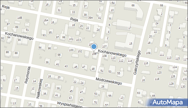 Pruszcz Gdański, Kochanowskiego Jana, 106, mapa Pruszcz Gdański