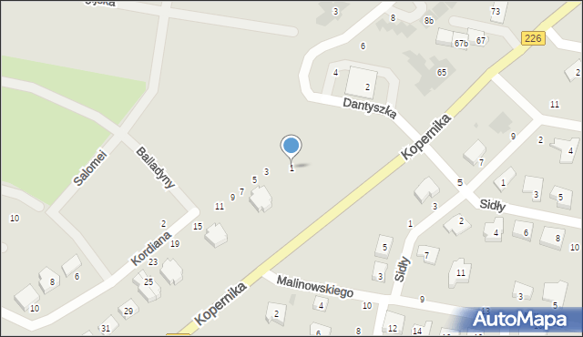 Pruszcz Gdański, Kordiana, 1, mapa Pruszcz Gdański