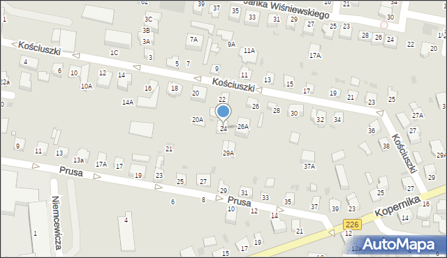 Pruszcz Gdański, Kościuszki Tadeusza, gen., 24, mapa Pruszcz Gdański