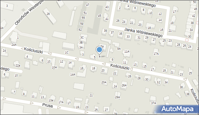 Pruszcz Gdański, Kościuszki Tadeusza, gen., 7, mapa Pruszcz Gdański