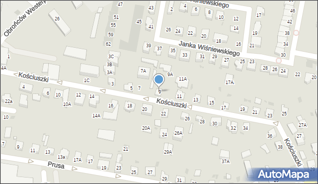 Pruszcz Gdański, Kościuszki Tadeusza, gen., 9, mapa Pruszcz Gdański