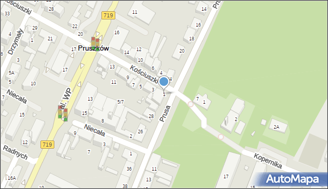 Pruszków, Kościuszki Tadeusza, gen., 1, mapa Pruszków