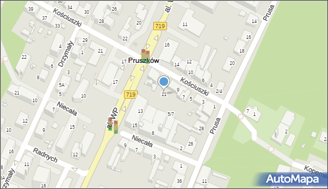 Pruszków, Kościuszki Tadeusza, gen., 11, mapa Pruszków
