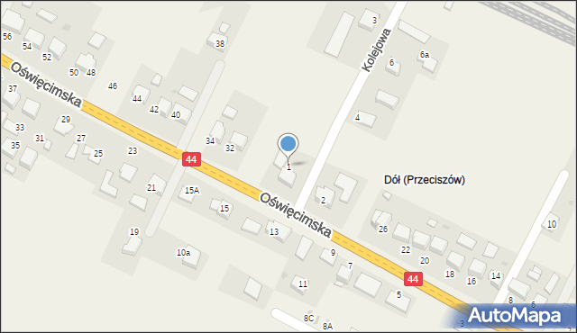 Przeciszów, Kolejowa, 1, mapa Przeciszów