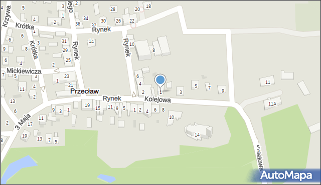 Przecław, Kolejowa, 1, mapa Przecław