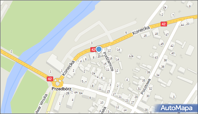 Przedbórz, Konecka, 10, mapa Przedbórz