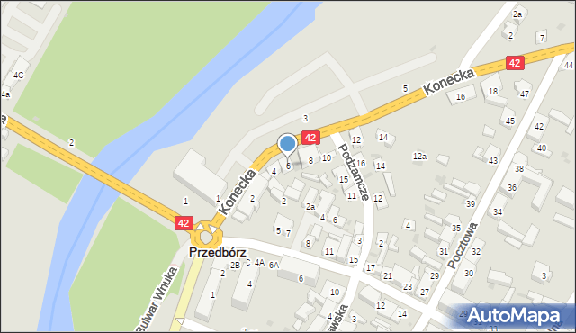 Przedbórz, Konecka, 6, mapa Przedbórz