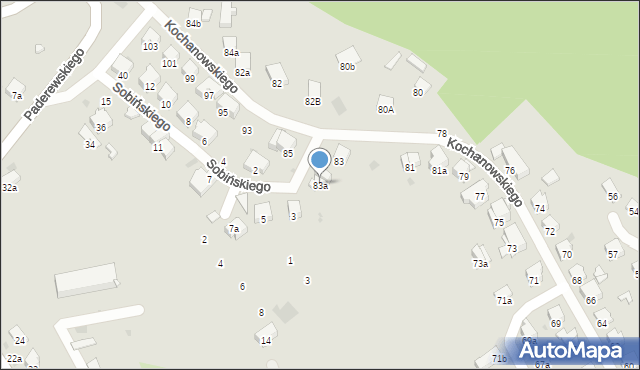 Przemyśl, Kochanowskiego Jana, 83a, mapa Przemyśla