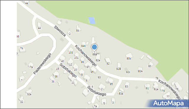 Przemyśl, Kochanowskiego Jana, 84a, mapa Przemyśla