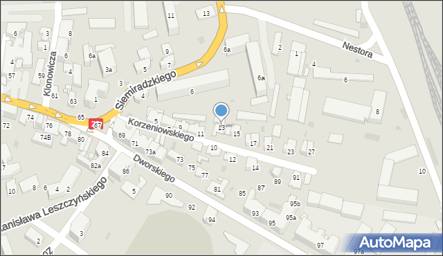 Przemyśl, Korzeniowskiego Józefa, 13, mapa Przemyśla