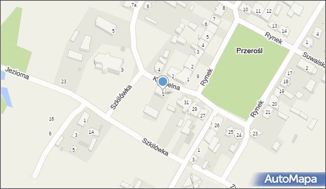 Przerośl, Kościelna, 1, mapa Przerośl