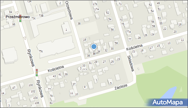 Przeźmierowo, Kościelna, 36, mapa Przeźmierowo