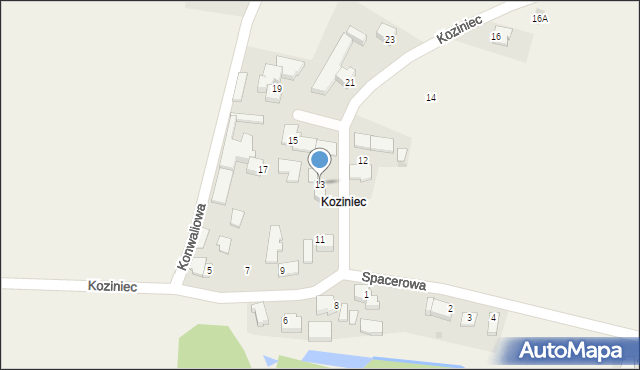 Przybradz, Koziniec, 13, mapa Przybradz