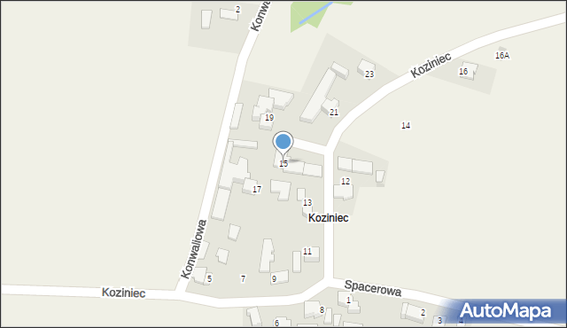 Przybradz, Koziniec, 15, mapa Przybradz