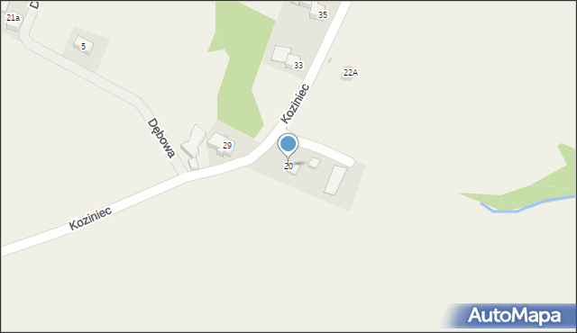 Przybradz, Koziniec, 20, mapa Przybradz
