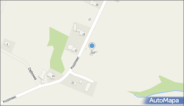 Przybradz, Koziniec, 22A, mapa Przybradz