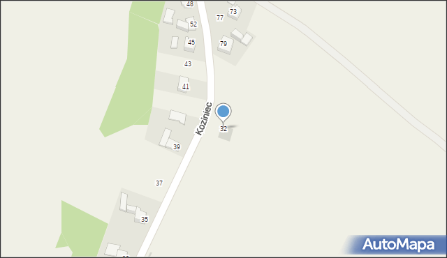 Przybradz, Koziniec, 32, mapa Przybradz