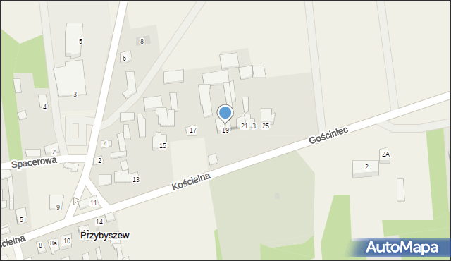 Przybyszew, Kościelna, 19, mapa Przybyszew