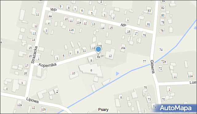 Psary, Kopernika Mikołaja, 8a, mapa Psary
