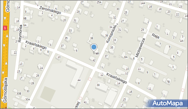 Pszczyna, Konopnickiej Marii, 40a, mapa Pszczyny