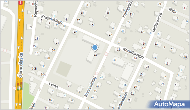 Pszczyna, Konopnickiej Marii, 44, mapa Pszczyny