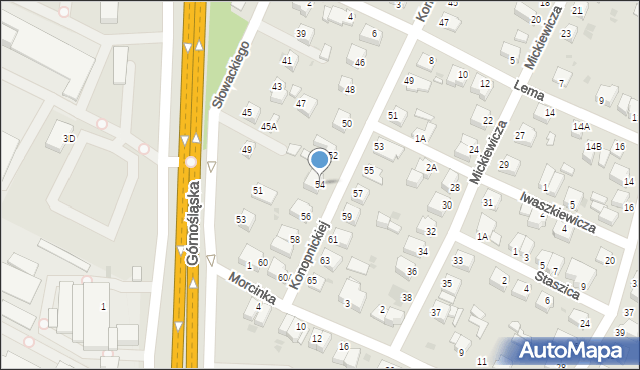 Pszczyna, Konopnickiej Marii, 54, mapa Pszczyny