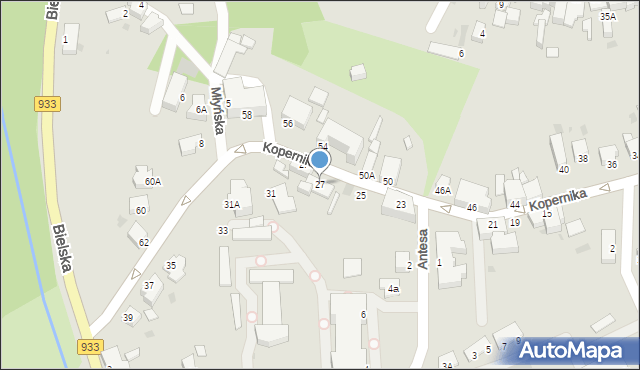 Pszczyna, Kopernika Mikołaja, 27, mapa Pszczyny