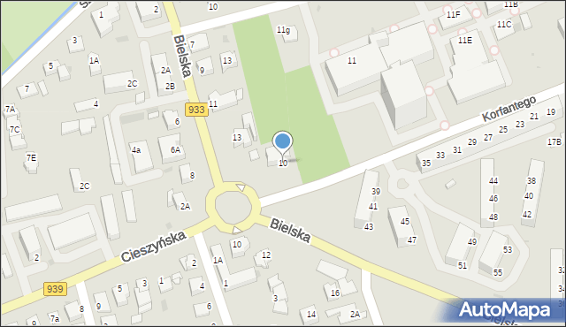 Pszczyna, Korfantego Wojciecha, 10, mapa Pszczyny