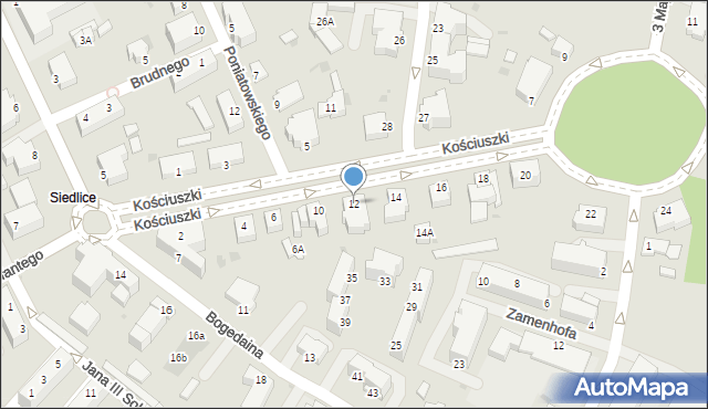 Pszczyna, Kościuszki Tadeusza, gen., 12, mapa Pszczyny