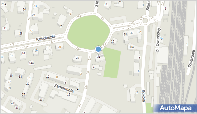 Pszczyna, Kościuszki Tadeusza, gen., 24, mapa Pszczyny