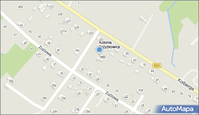 Pszów, Kolberga Oskara, 99B, mapa Pszów