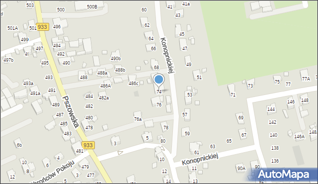 Pszów, Konopnickiej Marii, 74, mapa Pszów