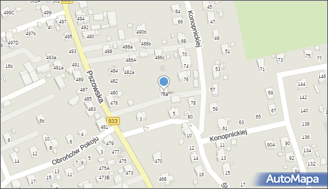 Pszów, Konopnickiej Marii, 76a, mapa Pszów