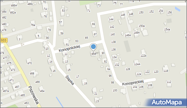 Pszów, Konopnickiej Marii, 90A, mapa Pszów