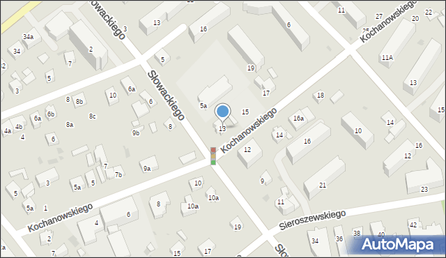 Puławy, Kochanowskiego Jana, 13, mapa Puław