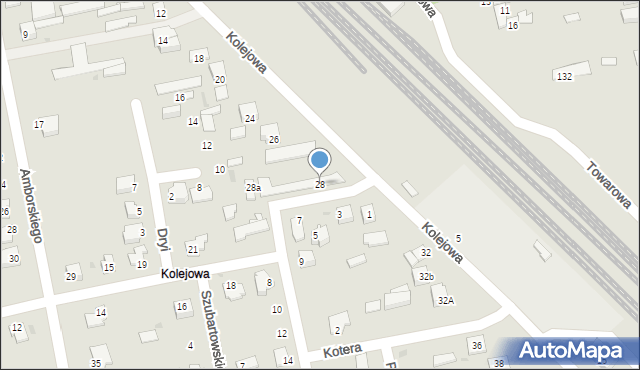 Puławy, Kolejowa, 28, mapa Puław