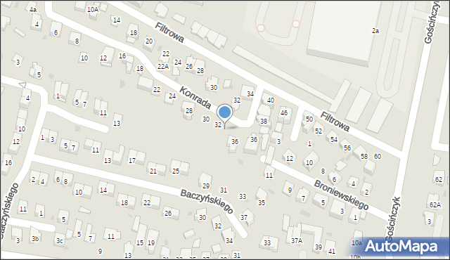 Puławy, Konrada, ppłk., 34, mapa Puław