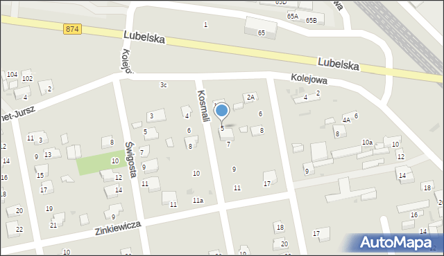 Puławy, Kosmali Stanisława, 5, mapa Puław