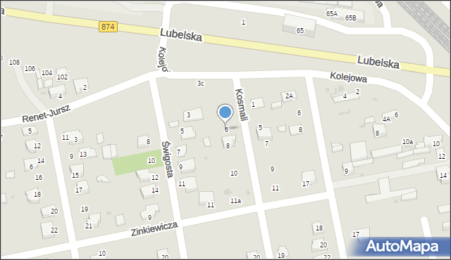 Puławy, Kosmali Stanisława, 6, mapa Puław